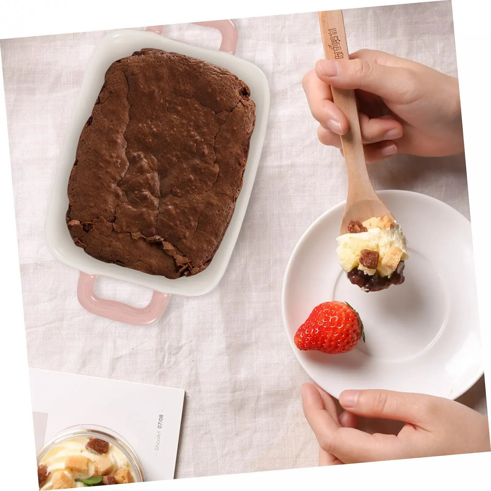 Форма для запекания IMIKEYA прямоугольная термостойкая розовая для микроволновой печи, фото №8