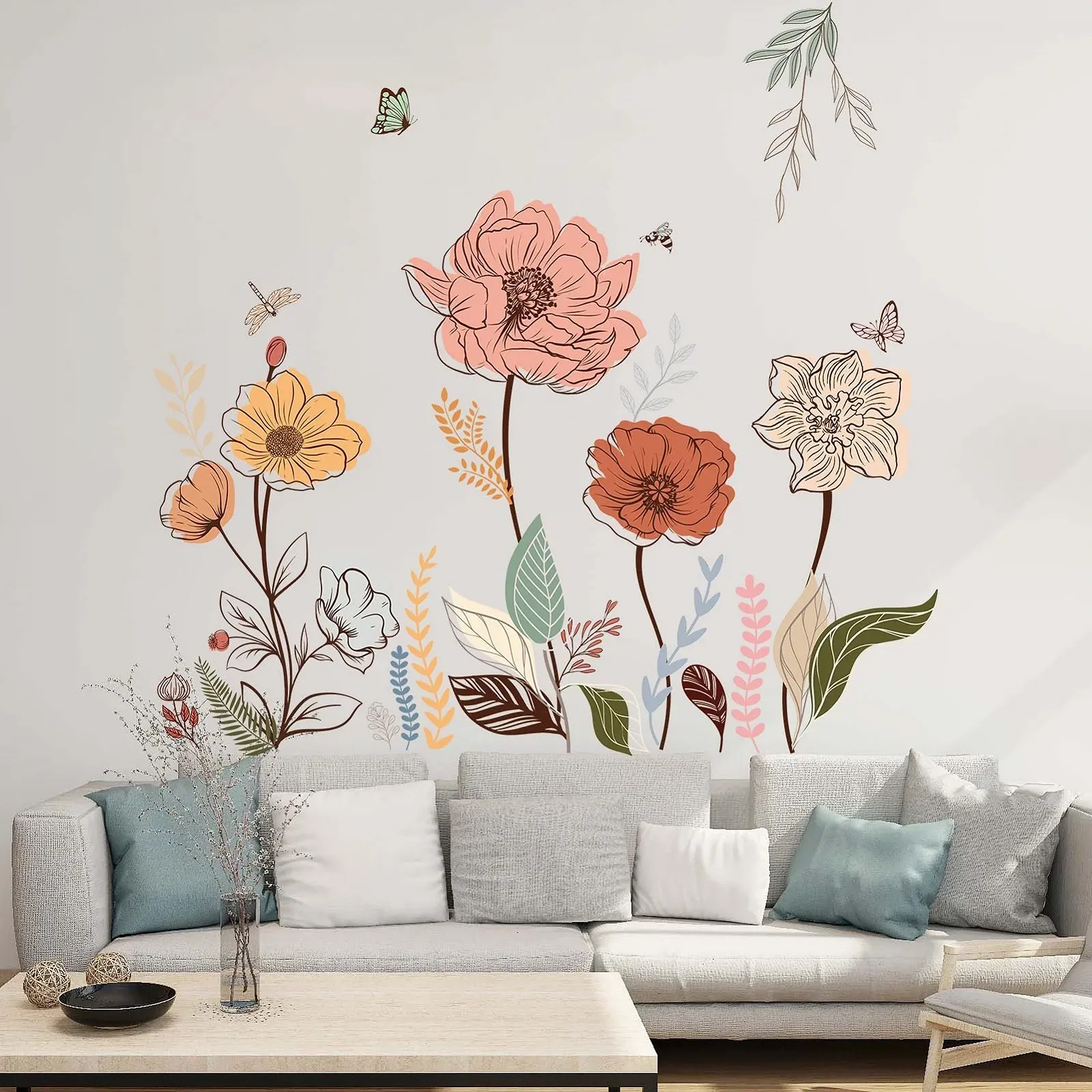 Наклейка на стіну Amimagen Boho Flower Wild Flower Grass матова ПВХ Кольорова, фото №2