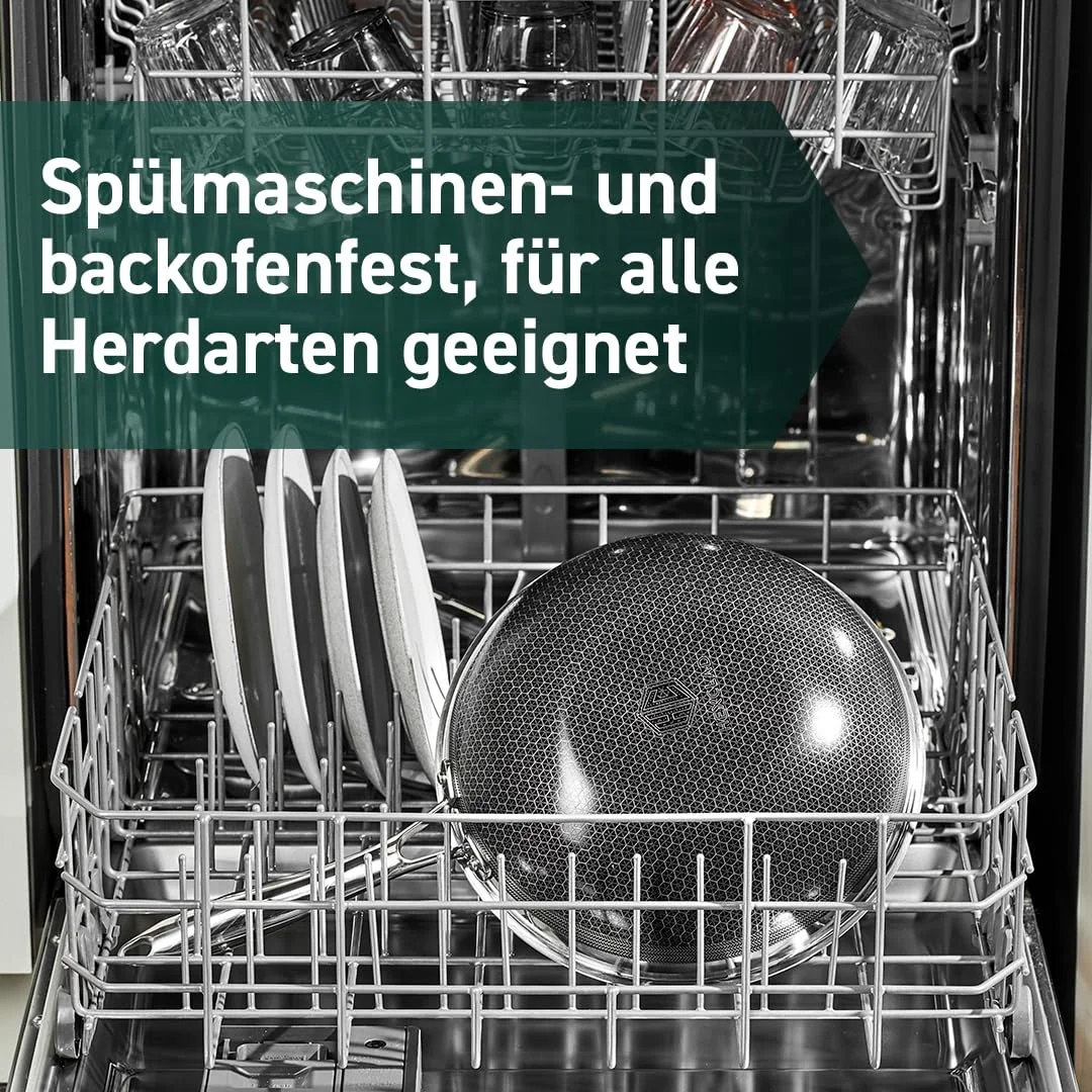 Сковородка Hexclad Hybrid Non-Stick, 10 дюймов, термостойкая ручка, можно мыть в посудомоечной машине, подходит для индукционных плит, совместим со всеми типами плит, фото №5 Сковородка Hexclad Hybrid Non-Stick, 10 дюймов, термостойкая ручка, можно мыть в посудомоечной машине, подходит для индукционных плит, совместим со всеми типами плит, фото №5