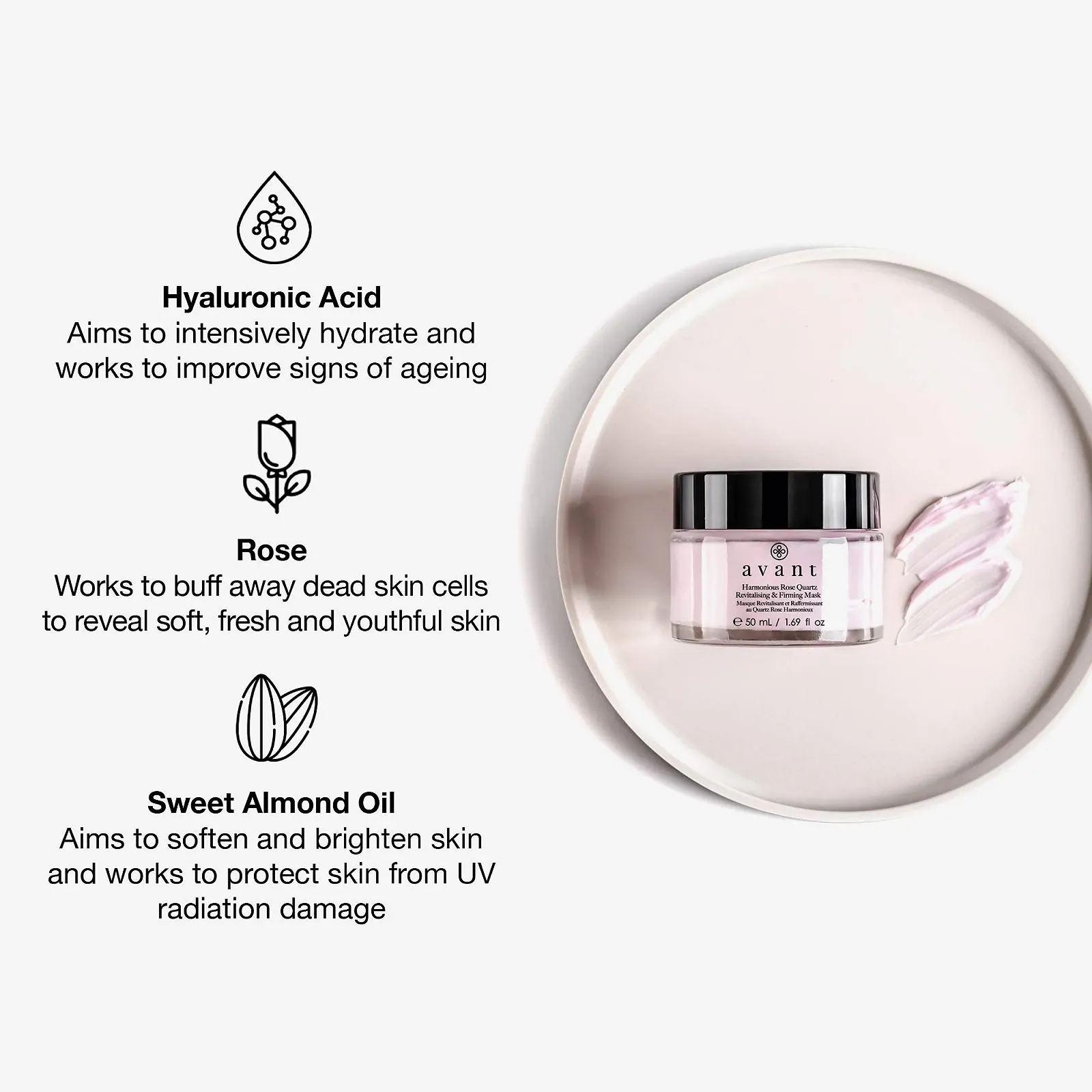 Маска для обличчя Avant Harmonious Rose Quartz Revitalisation and Firming 50 мл, фото №2