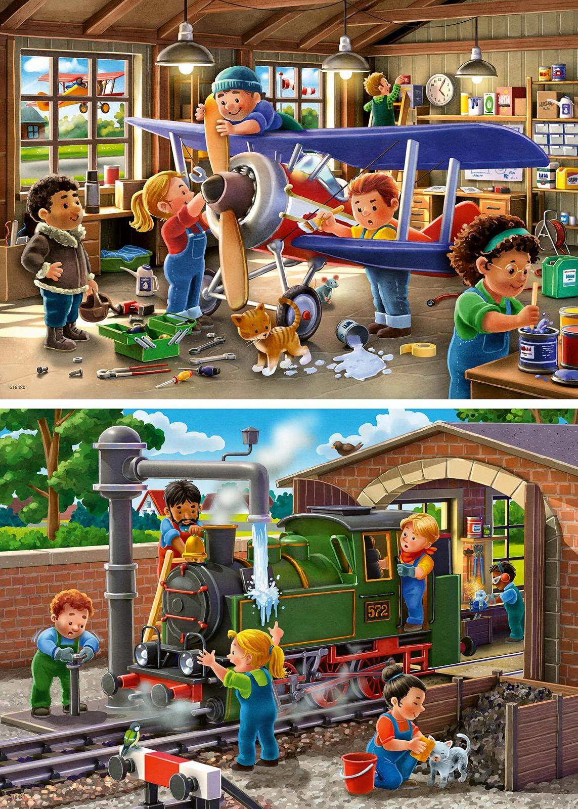 Дитячий пазл Ravensburger 12004044 Planes & Trains 2 x 24 елементи, фото №2