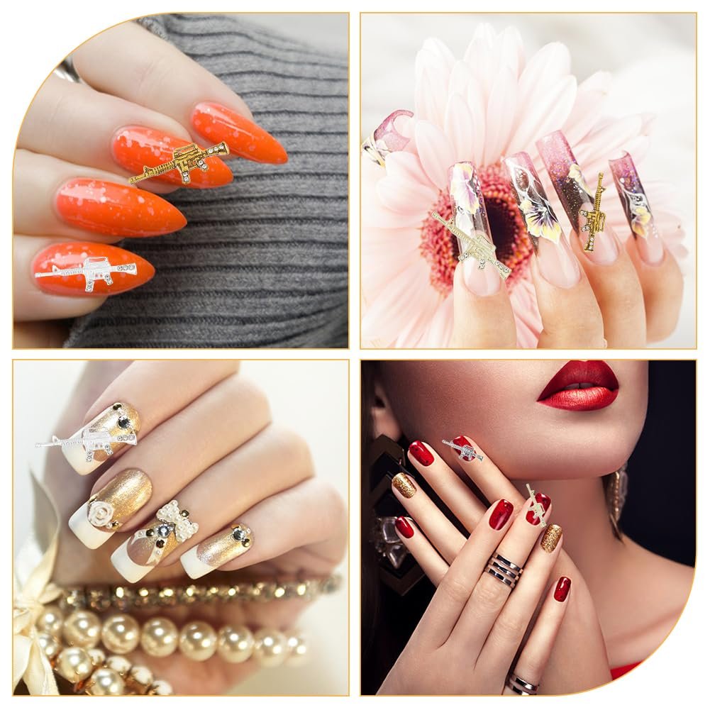 Форма пістолета, 40 шт різних кольорів прикраси для нігтів, фото №7