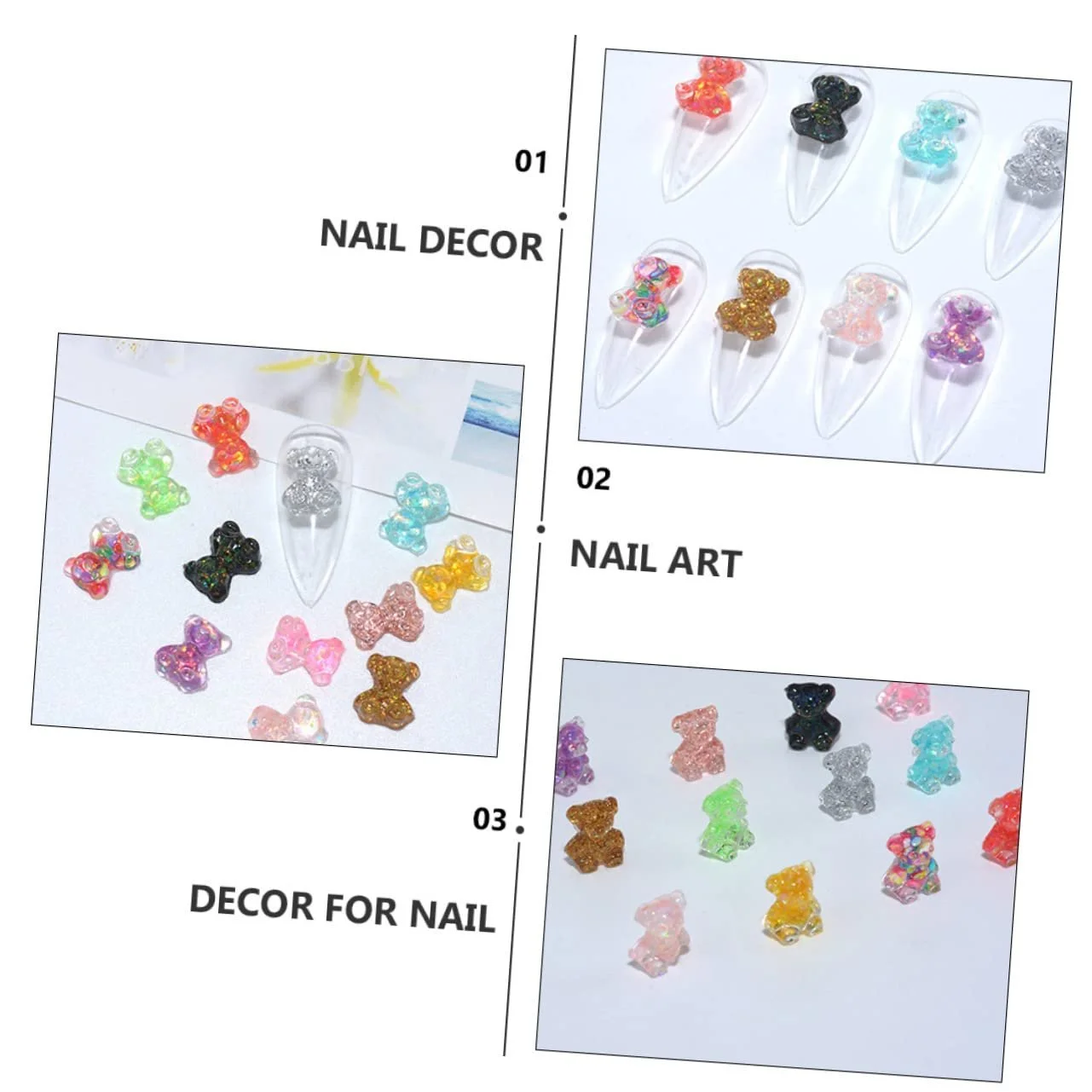 Наклейки для ногтей Медведь FRCOLOR 3 набора, 300 штук, фото №2