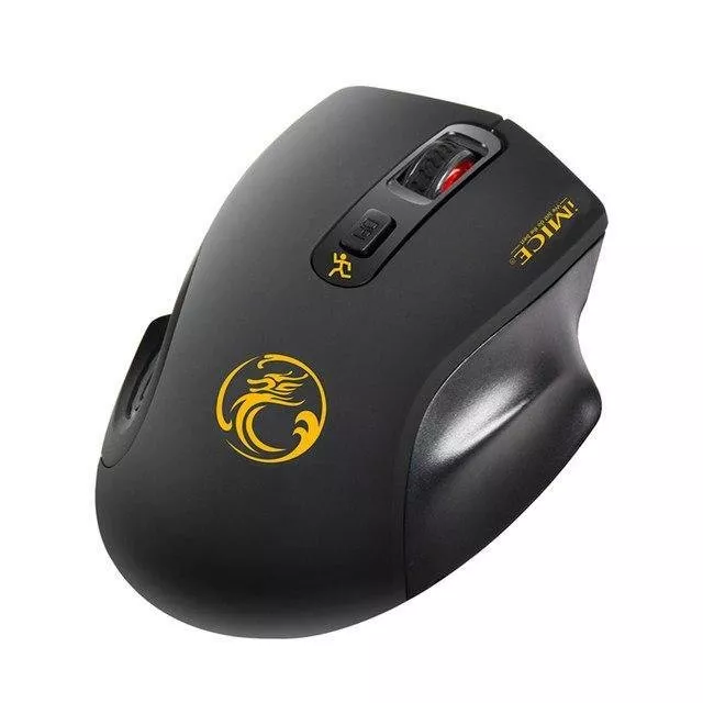 Беспроводная игровая мышь мышка ТИХАЯ 2000dpi iMice G-1800, черная, фото №2