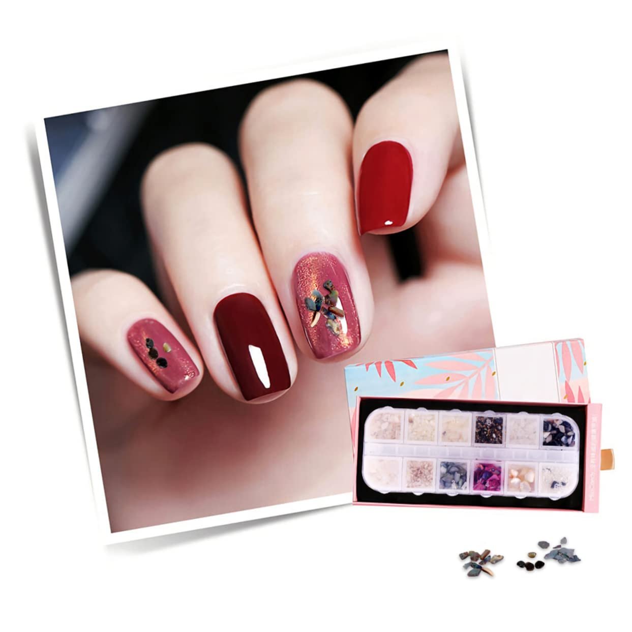 Блестки для ногтей Healeved Ракушка 6 коробок Ракушки блестки подушечки для ушей хлопок для очков блестки для ногтей драгоценные камни блестки наклейка дозатор мыла пена, фото №3