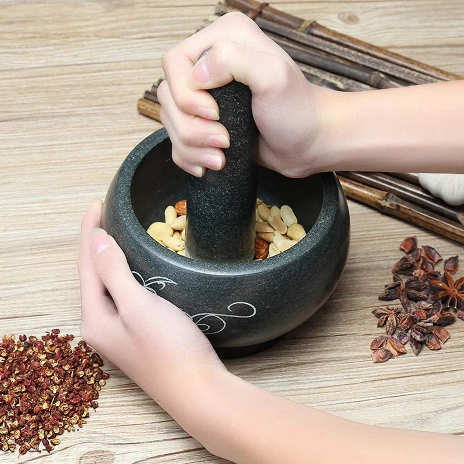 Ступка з товкачиком Велика Гранітний Камінь Для Спецій, фото №3