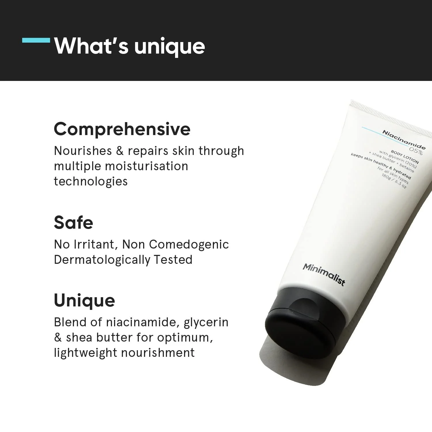 Лосьон для тела Minimalist Niacinamid 5% увлажняющий для мужчин и женщин, 180 г (1 шт. в упаковке), фото №3