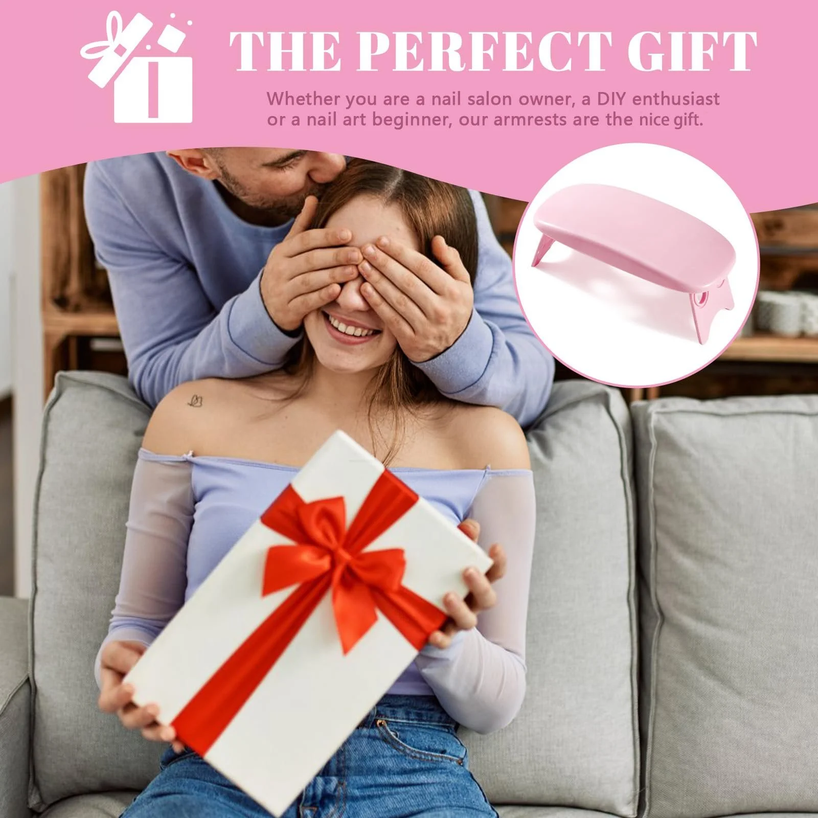 Підставка для рук манікюрна складана Huakaile Tech Рожева, фото №5