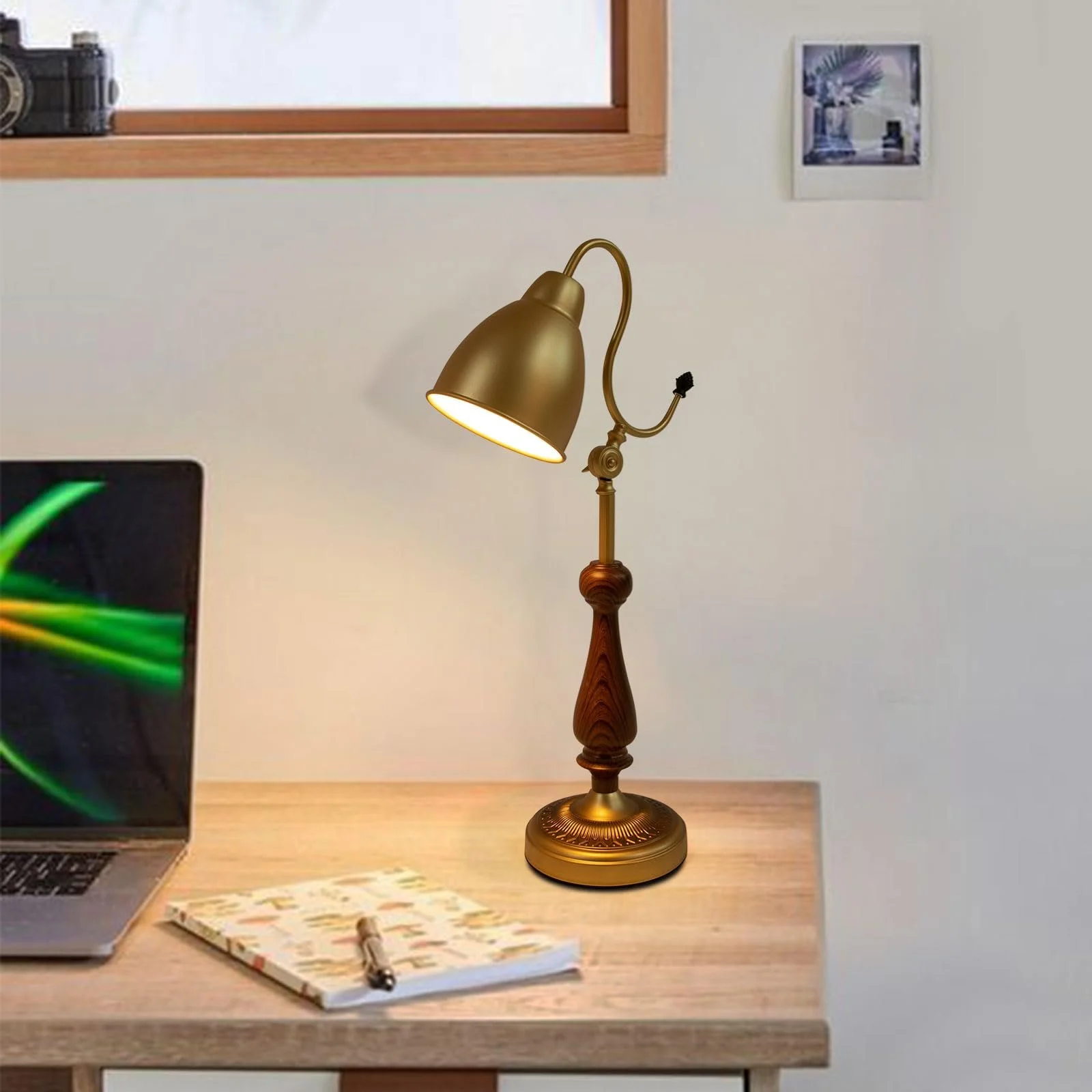 Настільна лампа Вінтажна 40 Вт E26 Залізо Горіх Мідь Ріжкова, фото №3