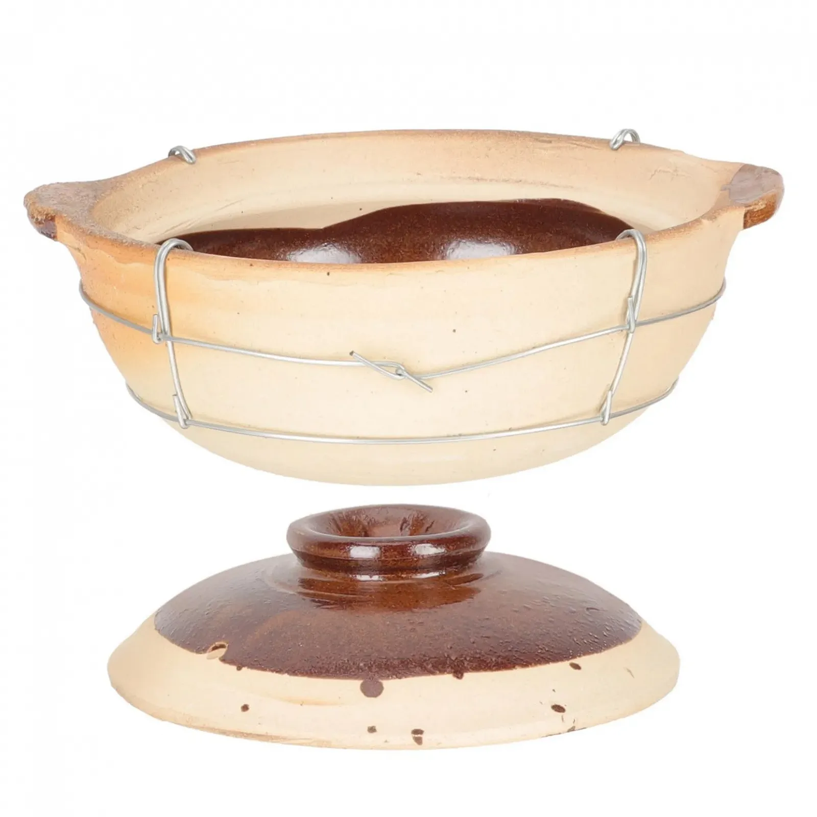 Кастрюля-жаровня глиняная 0,5 л с ручкой в китайском стиле, фото №1