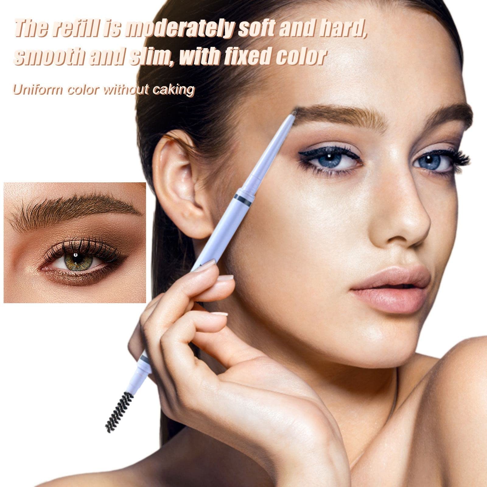 Олівець для брів Hair Roller Double-Headed Slim Pencil Waterproof Білий A, фото №5