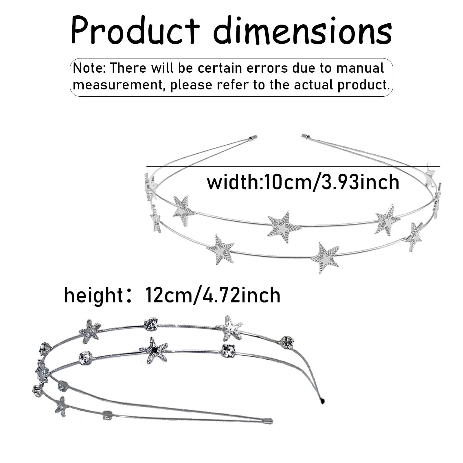 Обруч Зірки Металевий Блискучий Срібний, фото №2