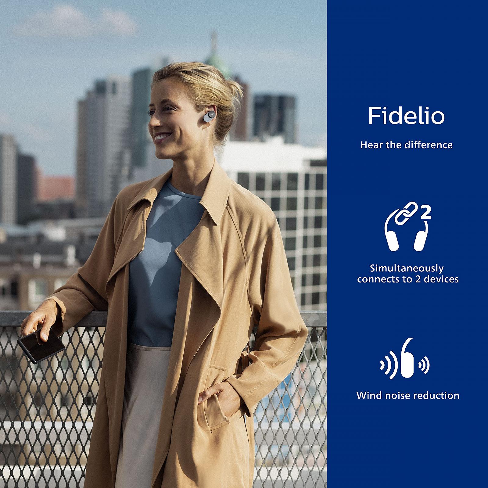 Навушники Philips Fidelio T1 True Wireless з активним шумозаглушенням Pro+, аудіофільська якість, чорні, фото №2