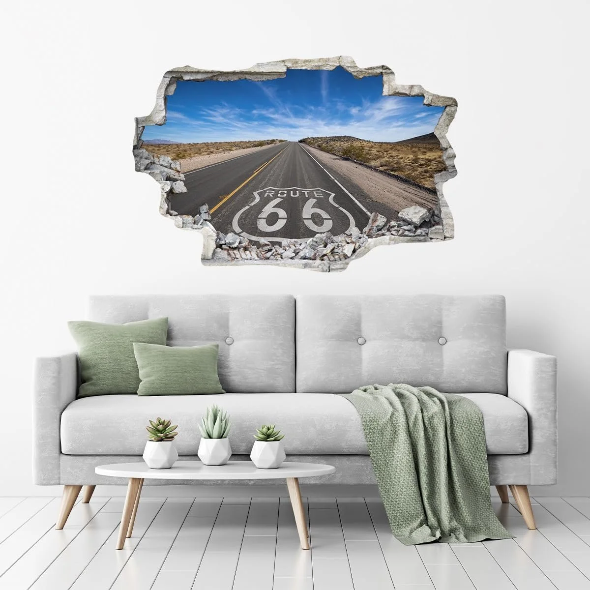 Наклейка на стіну Route 66 USA Highway DW000103 Сірий камінь Горизонтальна 90 см x 60 см, фото №2