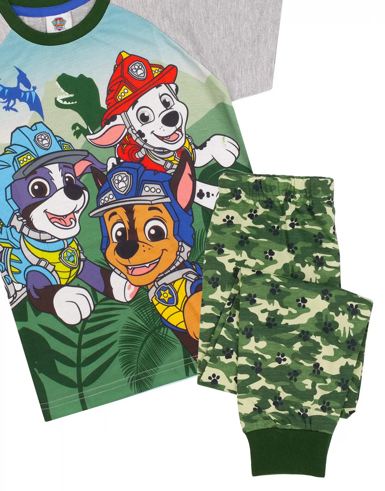 Піжама PAW PATROL для хлопчиків, камуфляжна сорочка з довгим або коротким низом, фото №2