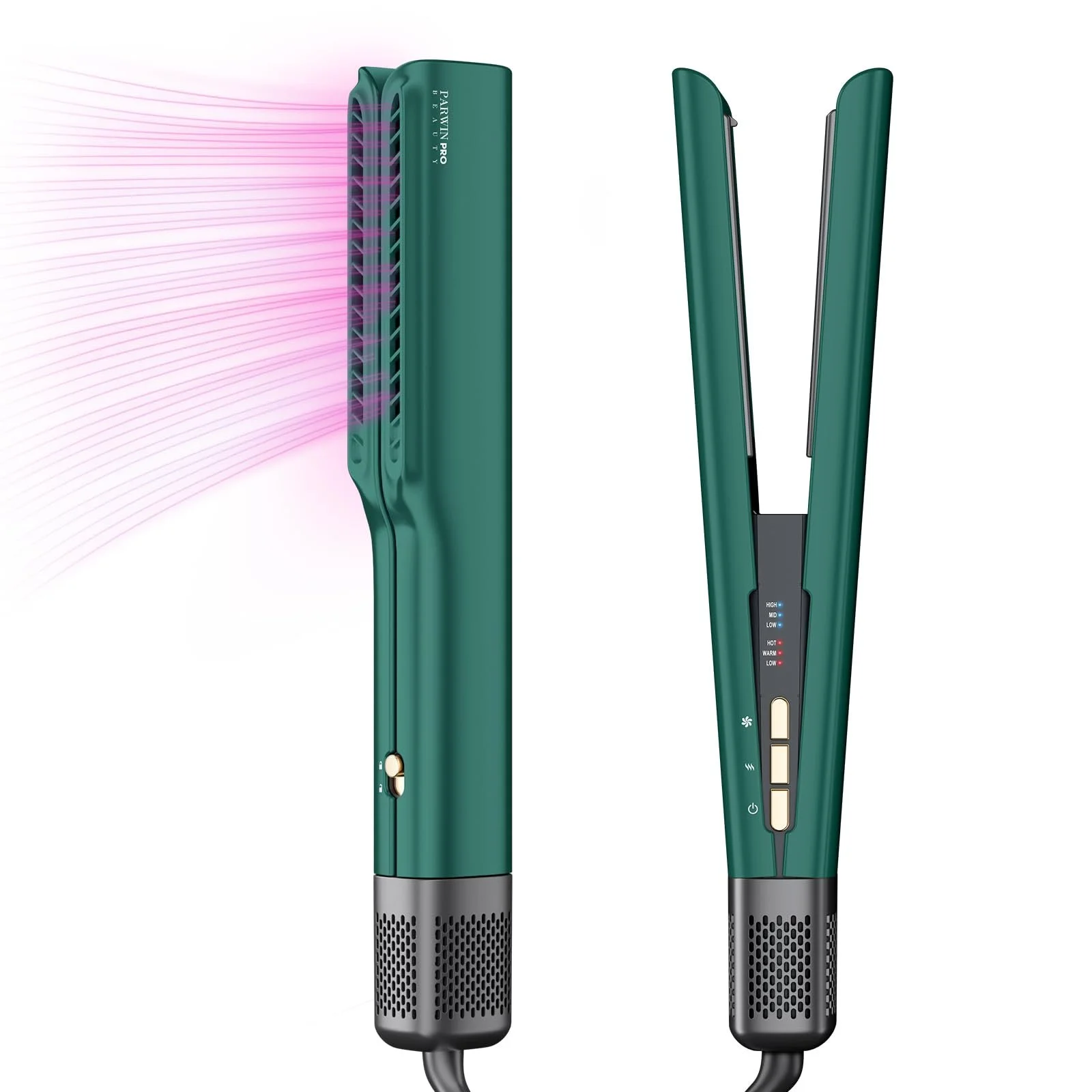 Воздушный выпрямитель PARWIN PRO BEAUTY Ion Air Straighteners Wet to Dry 160 °C 1200 Вт Темно-зеленый, фото №1 Воздушный выпрямитель PARWIN PRO BEAUTY Ion Air Straighteners Wet to Dry 160 °C 1200 Вт Темно-зеленый, фото №1