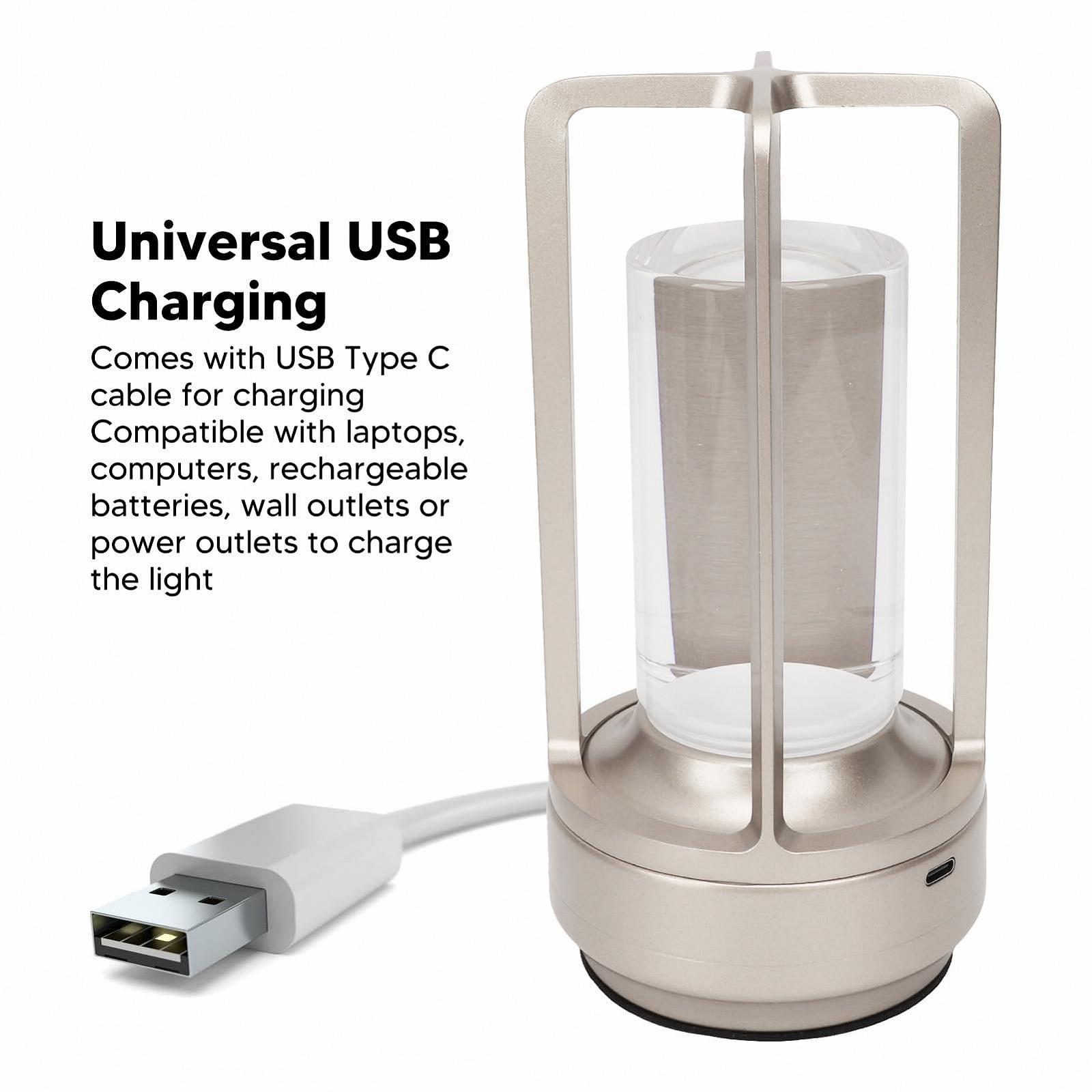 Настільна лампа Сенсорна Бездротова Кришталевий абажур 3 колірні температури USB LED Срібляста, фото №4