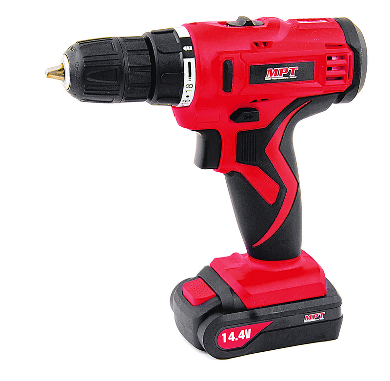 Дриль-шуруповерт акумуляторна MPT 14.4 В Li-ion 1.3 Аг 2 швидкості 0-400/1450 об/хв 10 мм АКБ кейс MCDT1423.A2, фото №1