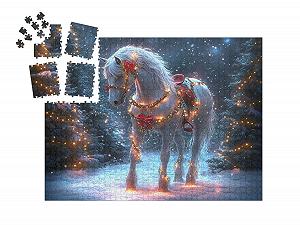 Пазл-адвент-календарь puzzleYOU "Festively Decorated Horse in the Christmas Forest" 1000 деталей synthetic.ua - Фото 1