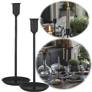 Подсвечник LS-LebenStil Vintage Ribe 24 см Iron Black Matt для узких свечей - Фото 1