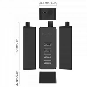 Концентратор USB2.0 Orico W5P-U2-030-BK-PRO Black CA911424 4хUSB2.0 synthetic.ua - Фото 1