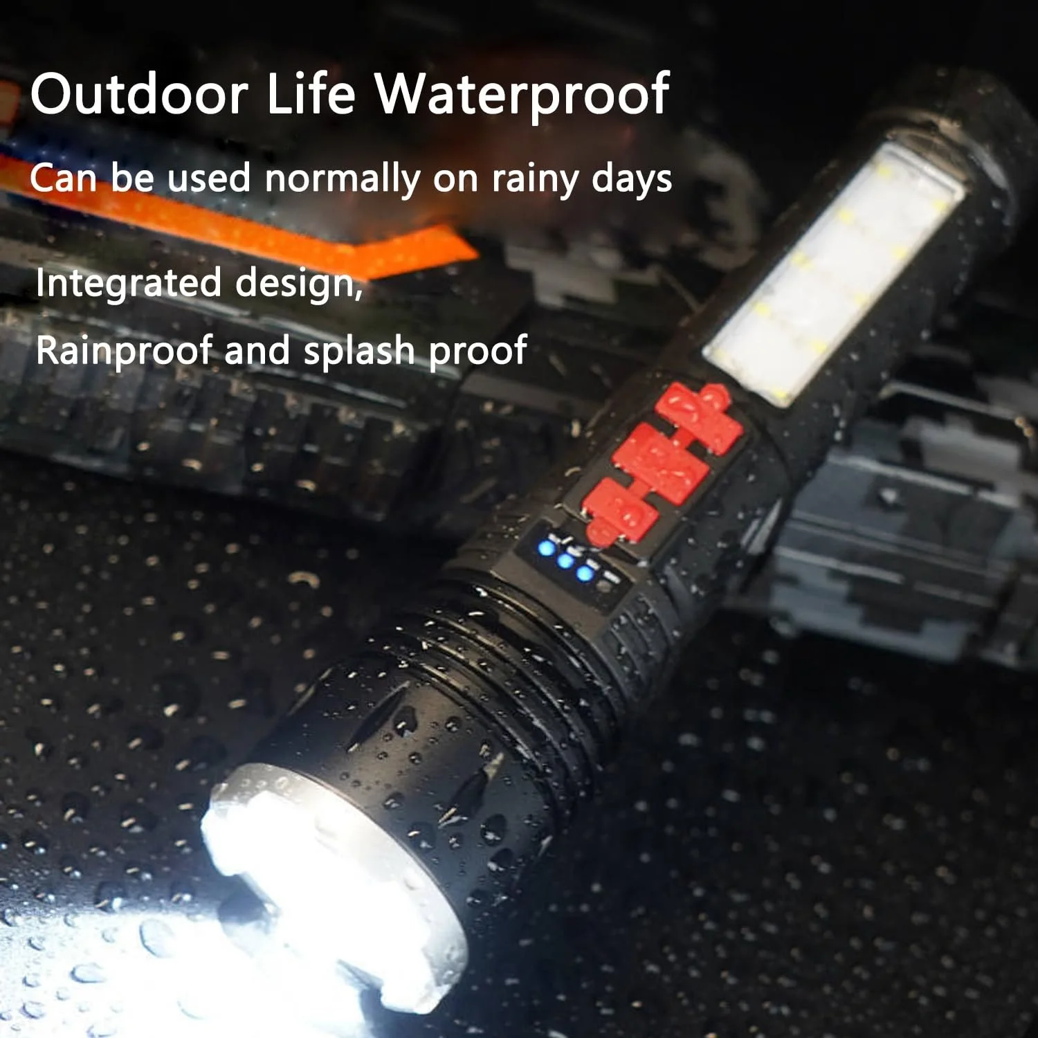 Ліхтар POCKETMAN LED Super Bright, 5 режимів, водонепроникний, нековзкий, з масштабуванням, перезаряджуваний, з сигналізацією, підходить для дослідження, кемпінгу, нічної їзди, скелелазіння тощо, фото №5