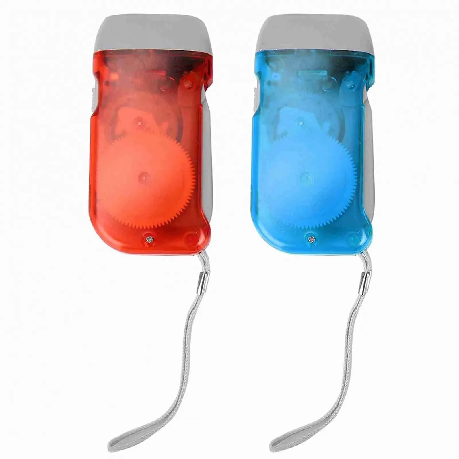 Ручной светодиодный фонарик с питанием от динамо-машины Мини, красный с синим, фото №1