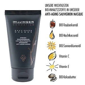 Маска для лица HILLINGER COSMETICS Organic Sauvignon Интенсивно регенерирующая и увлажняющая, антивозрастная Aloe Vera 75 мл synthetic.ua - Фото 1