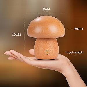 Настільна лампа LED Mushroom дерев'яна акумуляторна сенсорна димована 3 W synthetic.ua - Фото 1