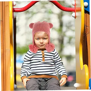 Вязаная шапка с мишкой HEMOTON для малышей для девочек synthetic.ua - Фото 1