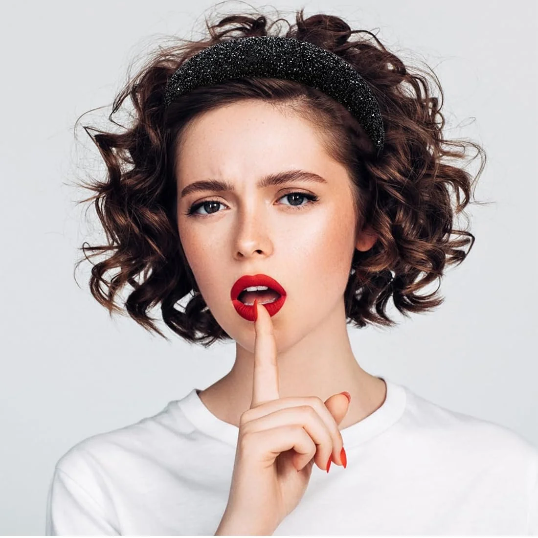 Обруч для волосся з блискітками та стразами для жінок, фото №5