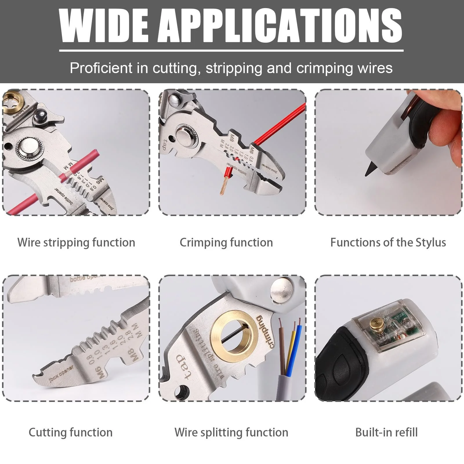 Стриппер многофункциональный 21 в 1 для электромонтажных работ, фото №5