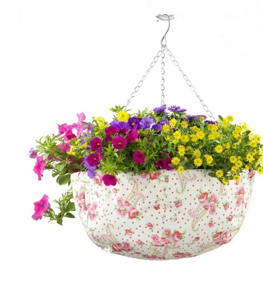 Подвесная корзина для цветов WENKO с декором розы, фото №1