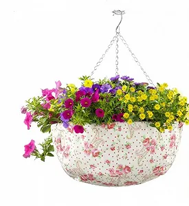 Подвесная корзина для цветов WENKO с декором розы - Фото 1