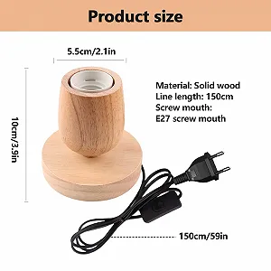 Настільна лампа дерев'яна E27 з кабельним вимикачем ретро (без лампочки) synthetic.ua - Фото 1