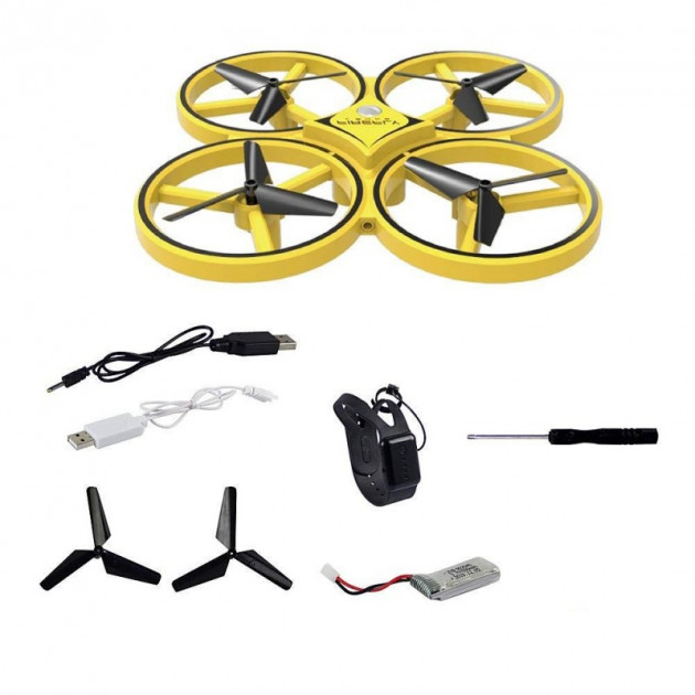 Квадрокоптер Tracker Drone управление жестами руки ручной дрон управляется перчаткой часами на игрушка ребёнку (PV-140091899), фото №8