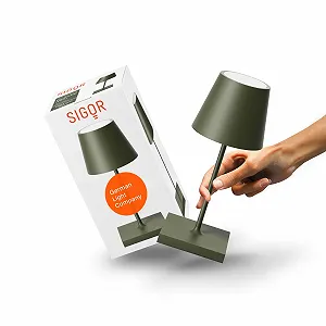 Настільна лампа SIGOR Nuindie 2.0 Mini LED Акумуляторна Димування IP54 Висота 25 см USB-C 12 год роботи Хвойний зелений - Фото 1