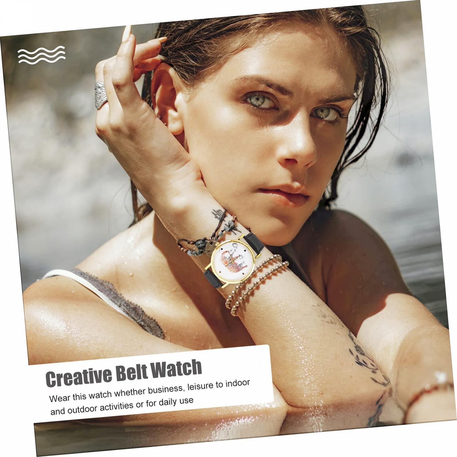 Часы LIFKOME Студенческие Часы Модные Часы Женские Часы Apple Watches Наручные Часы SWOR Часы Женские Часы Манжетные Часы для Женщин Сталь Сплав Черный, черный, Ремешок, фото №5