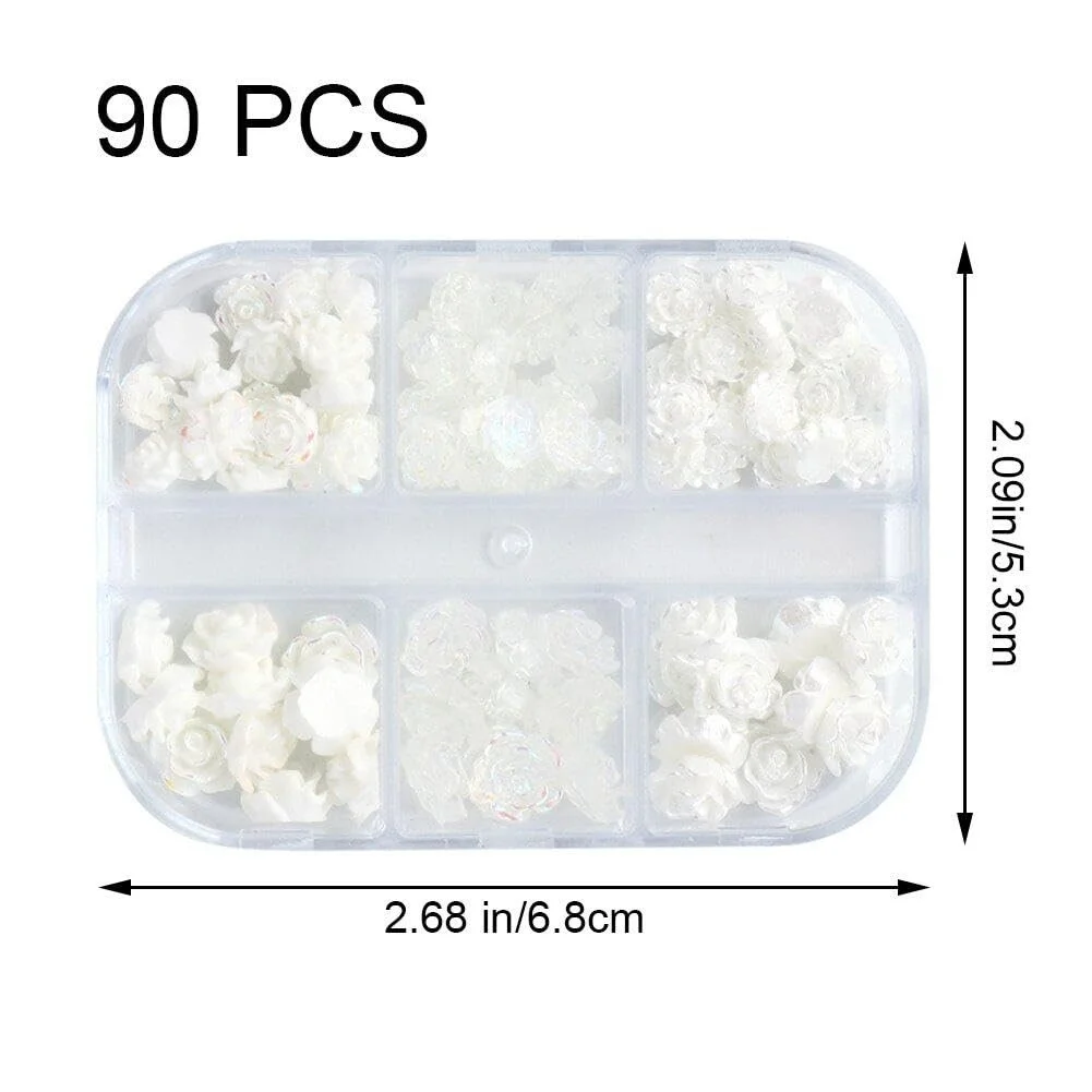3D Камелия Украшения для ногтей 90 шт Белая Аврора Цветы из акриловой смолы DIY Аксессуары для маникюра, фото №5