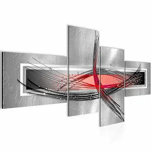 Картина Runa Art Modern Abstract Figures 103642b 4 частини Сірий/Червоний - Фото 1