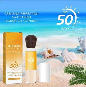 Пудра з пензлем SPF 50, матуюча, для контролю жирності, дихаюча, для всіх типів шкіри (3 шт) synthetic.ua - Фото 1