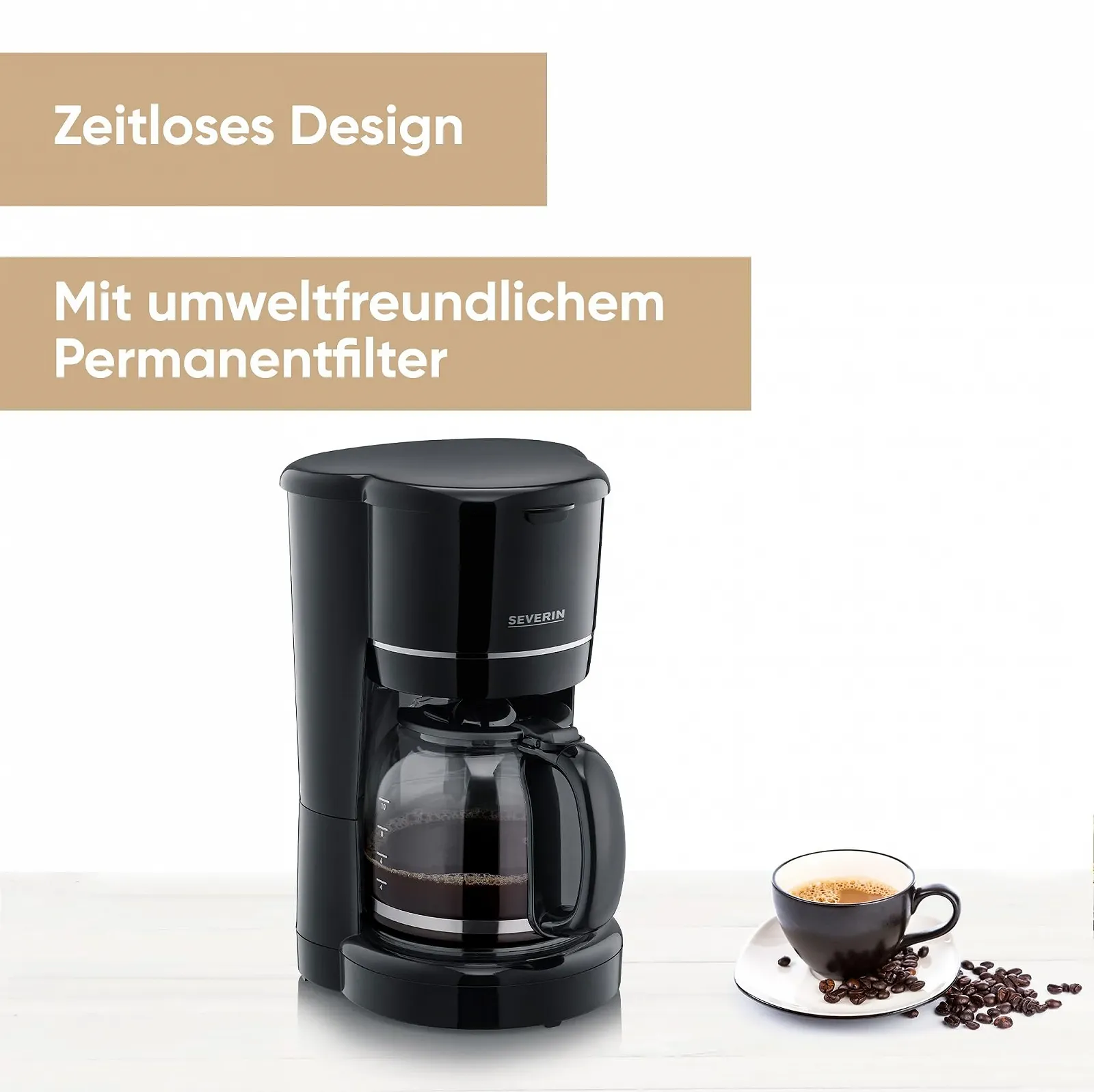 Капельная кофеварка SEVERIN KA 4320 со стеклянным кувшином черная, фото №2