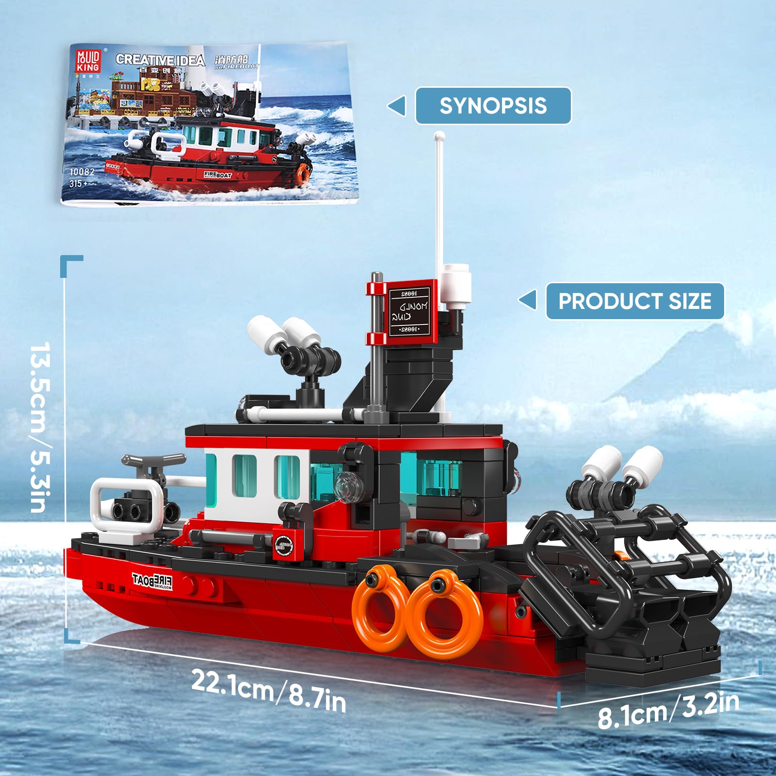 Набор Mould King Creative Fire Boat Model 10082 для строительства пожарного катера для мальчиков и девочек от 8 лет (315+ деталей), фото №5