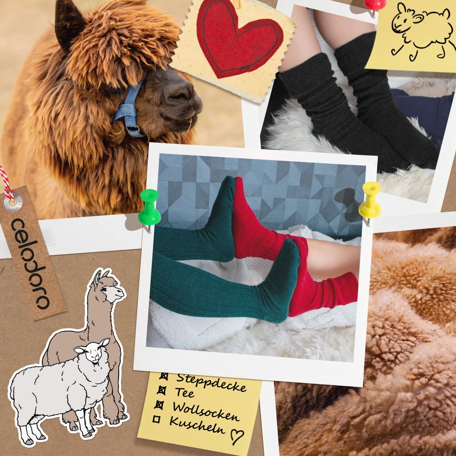 Носки Celodoro Женские/Мужские Шерстяные и Гольфы с Альпакой, Упаковка 2 пары, фото №5