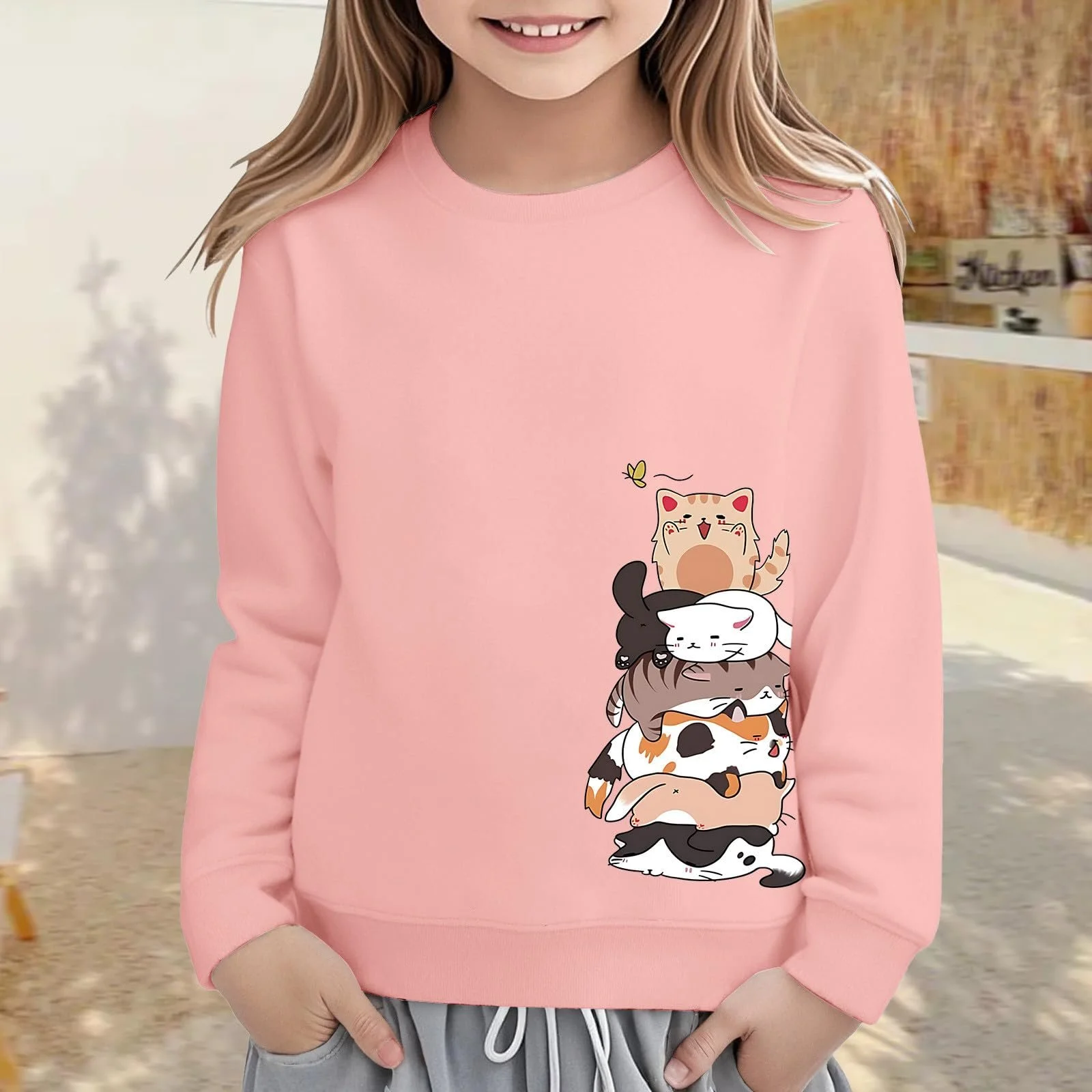 Дівчача толстовка з круглим вирізом і графічним принтом, фото №3