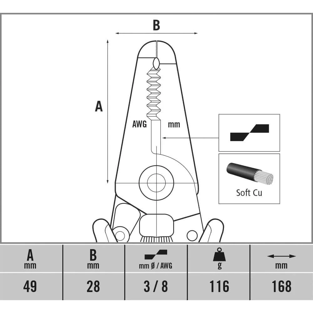 Клещи для снятия изоляции C.K Ecotronic ESD T3893 0.2-0.8 мм, фото №2