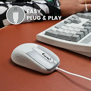 Миша Perixx PERIMICE-209M Оптична дротова USB 3 кнопки 1000 DPI Кабель 1,5 м Бежевий synthetic.ua - Фото 1