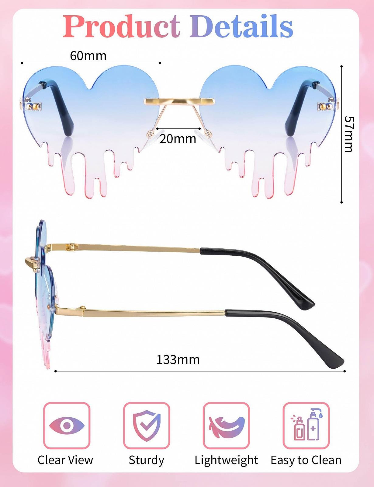 Солнцезащитные очки в форме сердца Becellen, 2 шт., разноцветные, фото №4