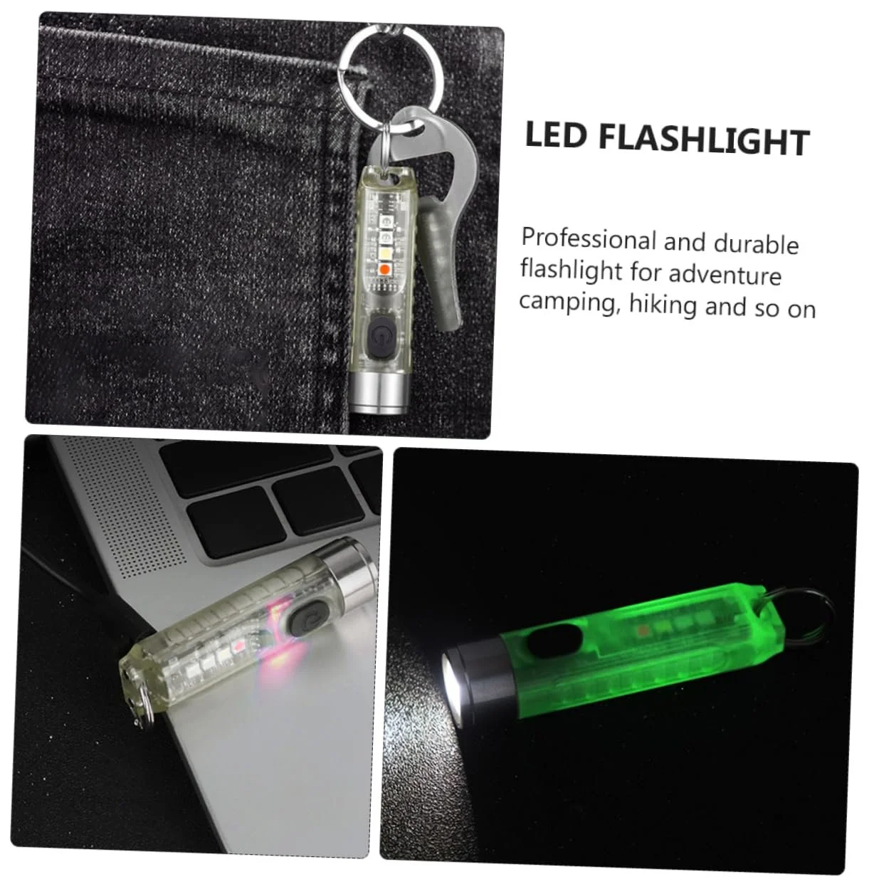 Міні Ліхтарик GALPADA USB Акумуляторний для Ключів LED для Кемпінгу на Відкритому Повітрі Надзвичайних Ситуацій Іграшка, фото №6