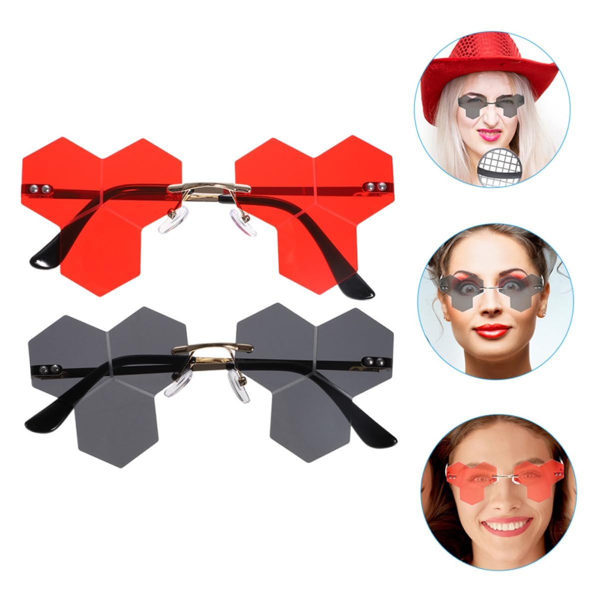 Сонцезахисні окуляри Набір 4 шт. PACKOVE Великі Без оправи Різнокольорові лінзи, Асорті кольори, фото №9